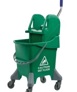 Mop Bucket & Wringer | 360-Degree Rotating Swivel Wheels | Deluxe Down-Press Wringer | Suitable For Restaurants, Offices, Halls, Communal Spaces, Hotels, & Homes | 25 Liters | Green