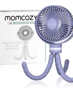 Momcozy Portable Stroller Fan, 27H Ultra-long Battery Life, Detachable 4 Speed 360°Rotate, LED Night Light with 2 Modes