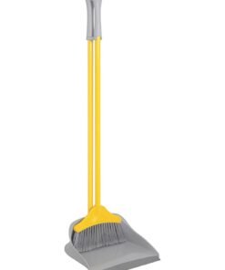 APEX Long Handle Upright Dustpan And Broom Sweep Set Yellow/Grey 27x27x92cm