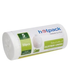 Hotpack Disposable Plastic Strong & Bio-Degradable Dust Bin Liner Bag Roll White 5 Gallon 45x55cm Small Size, 50 Pieces White 45x55cm