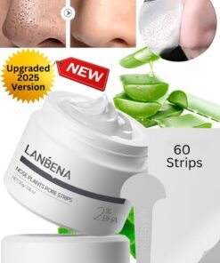 LANBENA Nose Plants Pore Strips 2.0,Upgraded Blackhead Remover Mask with Salicylic Acid, Amazonian White Clay, Pore Cleanser Purifying Peel off Face Mask with 60 PCS Strips, Peel Off  Mask Nose Strips Aloe Facial Mask 30g