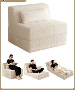 ROCKCAMEL 3 IN 1 Super Elastic Sofa, Convertible Bed/Backrest Chair/Backrest Sofa, Relieve Fatigue, Skin-Friendly Fabric With High Resilience, Compressed Packaging, Detachable And Washable, Folding Sofa Bed Suitable For Bedroom, Balcony And Living Room