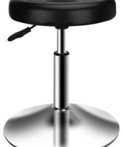 IYB® Round Modern Bar Stool - Height Adjustable 360° Swivel Chair for Home, Office, Kitchen, Barbershop, Bar, Spa - Black