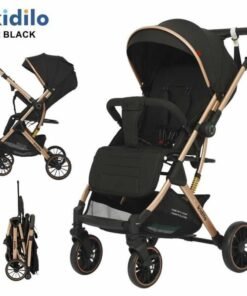 Kidilo B2 Baby Stroller with Large Rear Wheels, Compact Fold, Sun Canopy, Safety Harness, Shock Absorbing Design, Front Swivel Wheels, Spacious Storage Basket, Comfortable Seat for Daily Travel