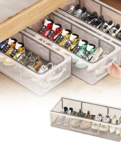 DDN_R_ Shoe Organiser For Home || Transparent Lid Fits Under Bed || Shoe Storage || Cloth Organiser For Wardrobe || Sneaker Holder Container || Space Saving (Large, 1, count)