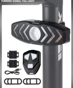 WEST BIKING Bicycle Tail Light with Remote Control, Bicycle Light Group, USB Rechargeable Bicycle Tail light, Turn Signal, Waterproof 5 Modes, Night Riding Warning Light, Red Light, Road Mountain Biking Equipment, Suitable for Riding,9.75*3.4cm