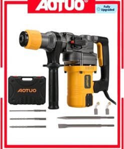 AOTUO 1600W 1-1/4" SDS-Plus 13 Heavy Duty Hammer Drill with Safety Clutch 2 Functions and Variable Speed, Includes Chisel and Drill Bits, Dual Mode Operation, Anti-Vibration and Noise Reduction, Safety Clutch, Concrete and Tile Removal Tool