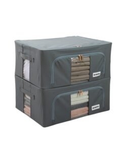 HOKIPO 600D Oxford Fabric Moisture and Moth Resistant Clothes Organiser for Wardrobe, Grey 44L (50x40x22 cm) - Pack of 2 (AR-4732-GRY*2)