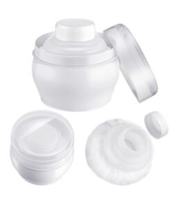 Cunhill 2 Sets Body Powder Container After Bath Baby Powder Case Fluffy Puff Kit Baby Body Care Powder Box Cosmetic Bath Powder Container Puff with a Large Handle Powder Puff Box for Home Travel