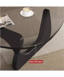 WALALLA Modern Glass Coffee Table, Simple Small Table for Living Room, Elegant Center Table, Stylish Coffee Table for Apartment and Office, Unique Triangle Tea Table,Tempered Glass + Solid Wood Base,Black  83*57*40cm - Image 4
