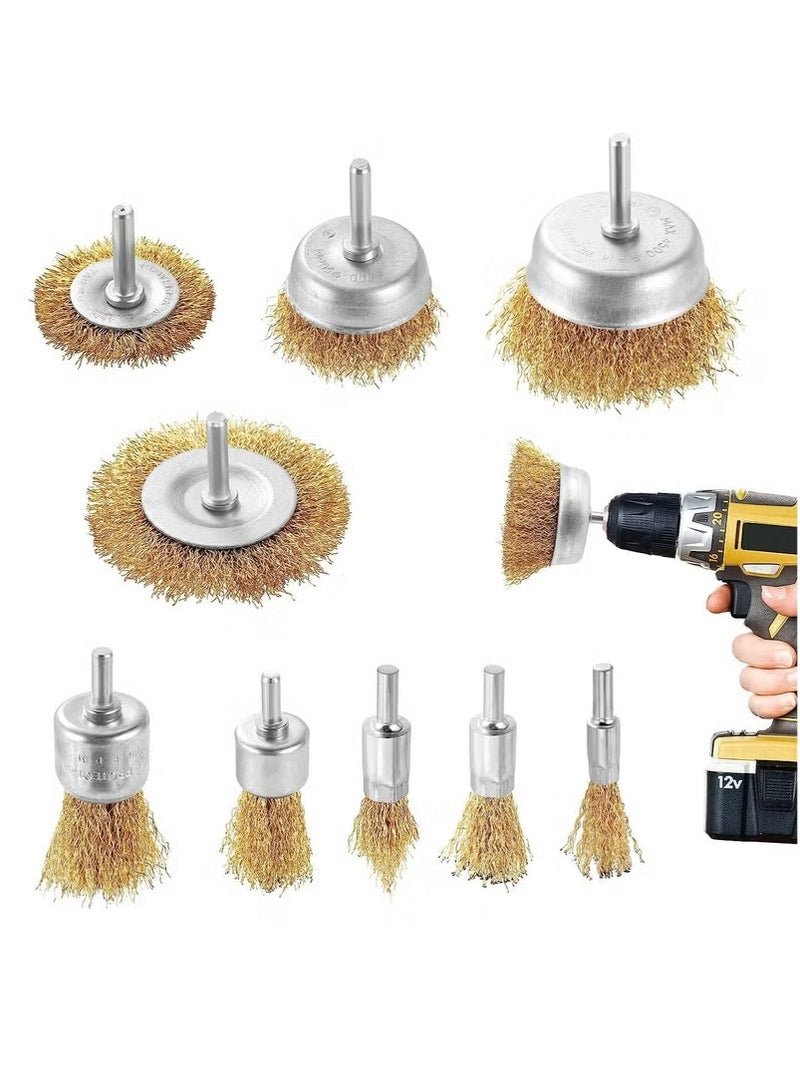lebonaer 9 pcs Wire Brush Set, Coated Wire Brush Wheel & Cup Brush Set for Cleaning Rust, Polishing, Deburring.