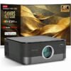Wownect H24 Max Smart Projector, 700 ANSI Lumens 1080P Full HD, 4K Support, Auto Focus & Keystone, 24H Nonstop Use, Android Projector with WiFi 6 Bluetooth 5.1, Dustproof 300" Display PROJ-WO-114-AN Black