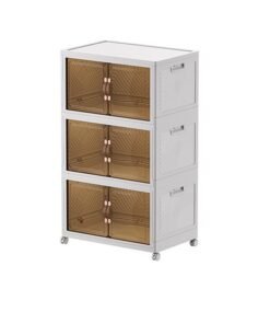 keke 3 Layers Multi-Functional Foldable Storage Cabinet with Doors and Wheels (294L)