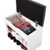 MODERN HOME Entryway Shoe Storage Bench with Cushion | Hallway Organizer & Hidden Lift-Top Storage White