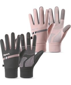 SYOSI Women's Waterproof Cycling Gloves, Winter Thermal Running Gloves, Non-Slip Grip Sports Glove for Cold Weather Biking, Mountain Hiking, Rugby, Football, and Outdoor Training (One Size, 2 Pairs)