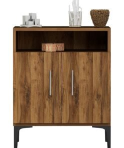 Mahmayi Stylish Multifunctional Medium Height Cabinet with 2 Drawer, 2 Shelf Storage Ideal for Living Room, Kitchen, Bedroom - Dark Hunton Oak