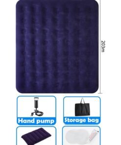 ZCM-HAPPY Thick Foldable Outdoor Camping Air Flocking Mattress - Portable, Inflatable, Ultra Comfortable with Hand Pump, Air Pillow and Accessories, Ideal for Camping, Hiking and Travel (203x183x22 cm)