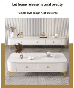 Light Luxury Glass Tea Table Simple Small Family Living Room Modern Square Storage Tea Table Soft Bag TV Cabinet Combination