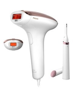 Philips Lumea IPL, Hair Removal, 7000 Series, Skintone Sensor, 2 Attachments, Body, Face, Compact Pen Trimmer, Corded Use, BRI921/60, 60 Days Money Back Guarantee White/Rose Gold