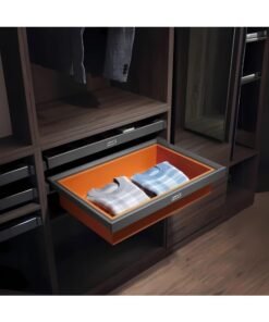 eurocliq Luxury Pull-Out Wardrobe Basket – Heavy Duty 30kg Sliding Clothes Drawer Organizer for Closets – Smooth Glide Aluminium Frame – Space-Saving Storage