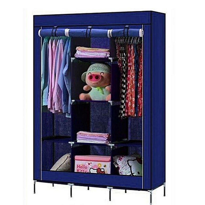 GTC ® 6+2 Layer Fancy and Portable Foldable Collapsible Closet/Cabinet (Need to Be Assembled) (88130) (Cyan) Storage Unit