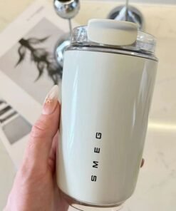 smeg Travel Coffee Mug, 320ml Insulated Beverage Cup With Leakproof Lid, Long Lasting Coffee Tumbler With Lid, Travel Coffee Thermos