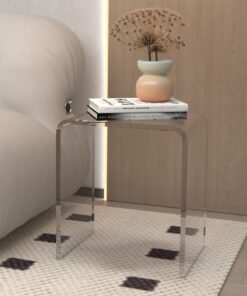TPGP Acrylic Sofa End Table, Rounded Edges Waterfall Side Table, Modern Lucite Square Coffee Table, Nightstand and Stool for Living Room Bedroom, Study, Showroom, Office, Bathroom (U-Shaped 1PCS) - Image 4
