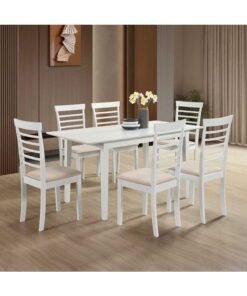 Home Box White 6-Seater Dining Table Set for Home