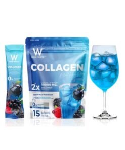 Wink White Collagen Blue Hya Plus – 10,000mg Collagen + Ceramide, White Jelly Mushroom Formula – Skin Glow & Anti-Aging Drink – 15 Sachets