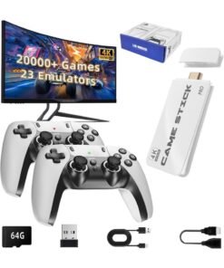 YZMA GLOBAL 4K Wireless TV Game Stick with Dual 2.4G Controllers, Plug and Play HDMI Console, 64GB Memory Built-in