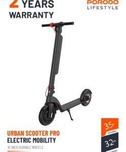 porodo Urban Scooter Pro Electric Mobility with 10-inch Durable Wheels and 32 Km/h Maximum Speed / 100KG Max Load / 35Km Scooter's Riding Distance / 350W Power / Foldable - Black