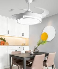 MODI 72W LED Ceiling Fan Light with Remote Control, Modern Retractable Blades, Silent Motor, 3 Color Dimmable Lighting (3000K/4000K/6500K), Low Noise Smart Fan for Bedroom, Living Room, Kitchen