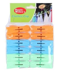 Royalford Clothes Clips Premium Quality Plastic Assorted Colors Multicolor Green/Orange/Blue 19inch