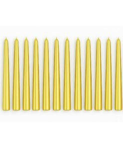 Home Care Taper Candles, Wax – Metallic Gold, Set of 12
