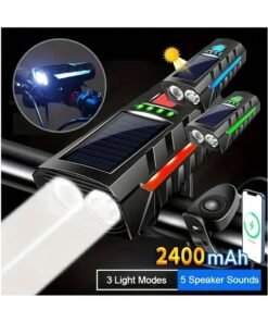 Alternative view of STL Reachargable Bike Lights, Bicycle Front Headlight for Night Ridding, Dual Lamp Solor Charging & Easy to Install for Phone Charging (Blue)