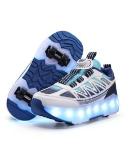 WALALLA Roller Skates 4 Wheels Shoes for Kids New Upgrade Skates Sneakers LED Light Up Rechargeable Sport Sneaker for Boys Girls Beginner More Balanced