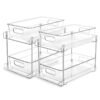 XiaoGiqi 2 Tier Bathroom Storage Organizer, 2 Pack Clear Under Sink Organizers Vanity Counter Storage Container, Medicine Cabinet Drawers Bins, Pull-Out Organization with Track for Pantry, Kitchen