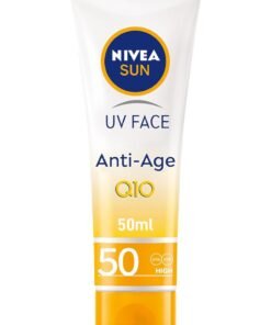 NIVEA SUN Face Cream, SPF 50, High UVA and UVB Protection, with Q10 Technology, Anti-Age, Water Resistant, Non-Greasy, 50ml