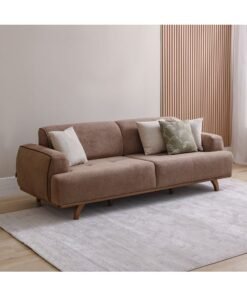 DANUBE HOME Elora 3 Seater Fabric Sofa - Stylish Brown/Beige Couch for Living Room, Comfortable & Durable, Ideal for Home Decor, Size: L229xW97xH80cm, 2 Years Warranty