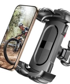 SJet Bike Phone Holder with Adjustable Strap, Motorcycle Mount Phone Holder, Handlebar Cell Phone Clamp, Scooter Phone Clip for iPhone Samsung
