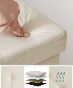 Alternative view of SONGMICS Stool with Storage Space,Folding Bench, 38 x 110 x 38 cm Footstool, Storage Box, Maximum Load 300 kg, for Living Room, Bedroom, Hallway, Cream White