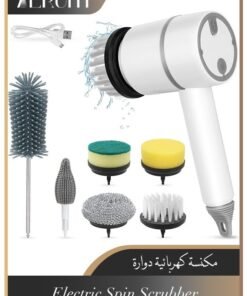 Alruht Rechargeable Electric Spin Scrubber, Portable Handheld Cleaning Brush with 6 Replaceable Brush Heads, Cordless Cleaning Brush for Bathroom, Kitchen, Dish, Milk bottle, Tile, Glass