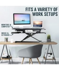 SKY-TOUCH Height Adjustable Standing Desk 32” Wide Sit to Stand Desk Converter with Keyboard Tray, Ergonomic Sit to Stand Up Riser for Home Office Laptop, Black - Image 3