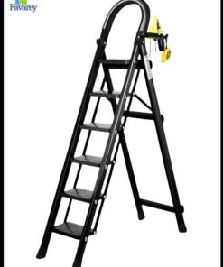 Favarey 6 Step Ladder, Steel Folding Ladder Stool with Tool Rack, Non-Slip Treads, Multi-Purpose Folding Ladder for Home Kitchen Office, Space Saving, Holds up to 150KG