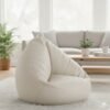 Harmony Home Trio Leather Bean Bag Sofa Chair – Stylish & Comfortable Seating for Living Room, Bedroom & Lounge (Cream)