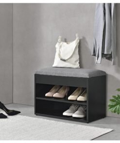 MODERN HOME Entryway Shoe Storage Bench with Cushion | Hallway Organizer & Hidden Lift-Top Storage Black