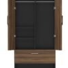 Mahmayi Wooden Wardrobe with 1 Doors, and Open Shoe Rack, Hanging Rod and 2 Compartments, Wooden Closet Storage Cabinet for Bedroom, Living Room - Dark Hunton Oak and Lava Grey