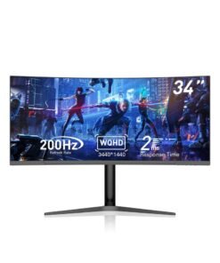 InnJoo 34 inch FHD IPS Gaming Monitor, 200Hz Refresh Rate, 2ms Response Time, x1 HDMI, AMD FreeSync, T342 Black