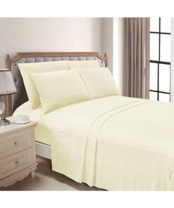 HOTEL COLLECTION Stripe CREAM Super King Fitted Sheet 200x200 cm with 2 Pillow Cases