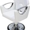 MEISHIDA Ladies Salon Chair Reclining Swivel & Hydraulic Chair Heavy Duty Hair Styling Chair for Beauty Salon, Spa Equipment (White-Silver)